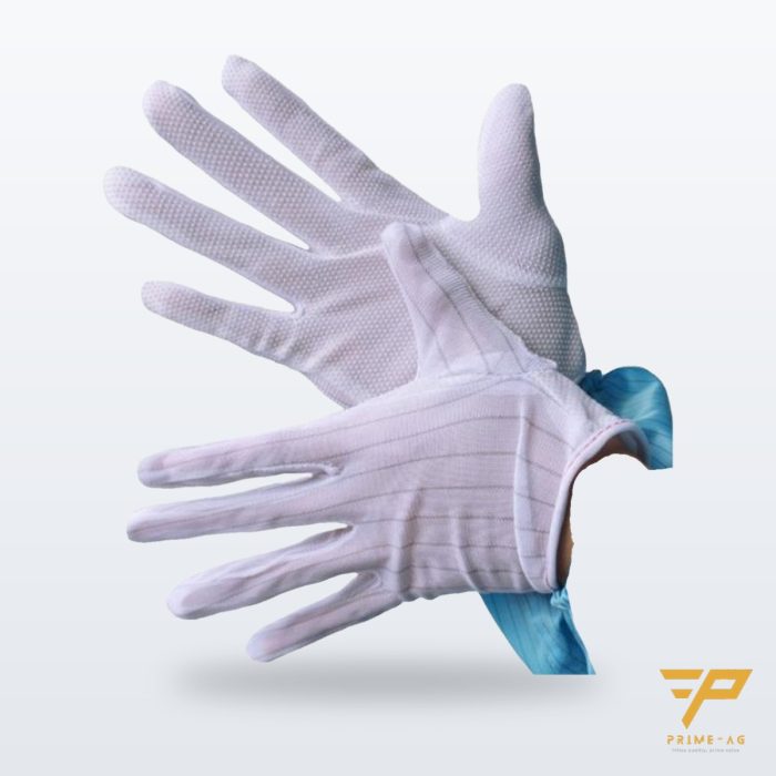 Găng tay chống tĩnh điện sọc carbon chấm hạt PVC, túi 10 đôi – PRIMEAG