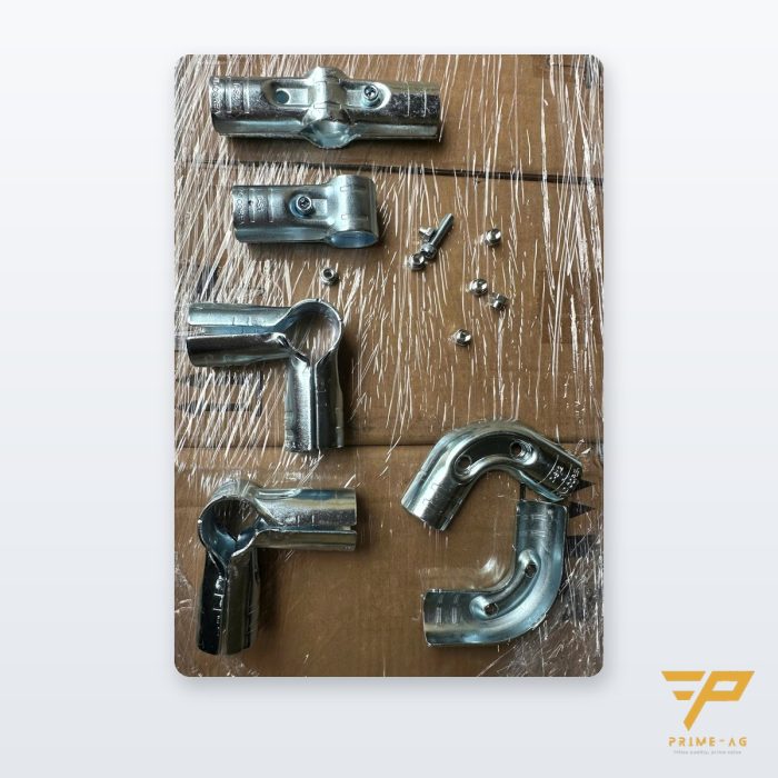 Khớp nối kim loại lean pipe Φ28 thực tế tại kho PRIMEAG: khớp T, khớp song song, khớp góc, bulông – PRIMEAG LP-PARTS