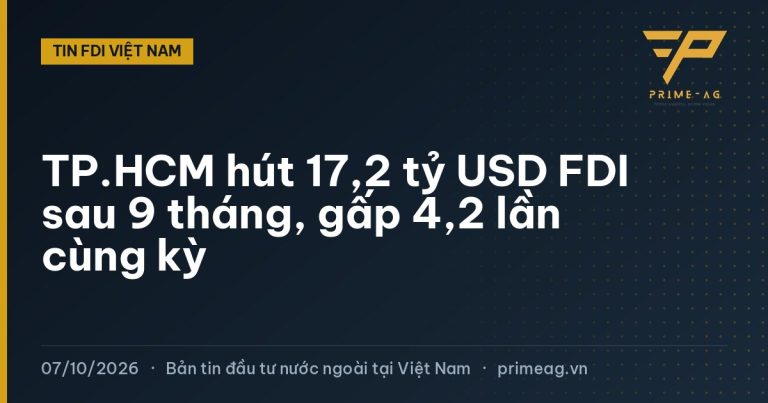 TP.HCM hút 17,2 tỷ USD FDI sau 9 tháng, gấp 4,2 lần cùng kỳ